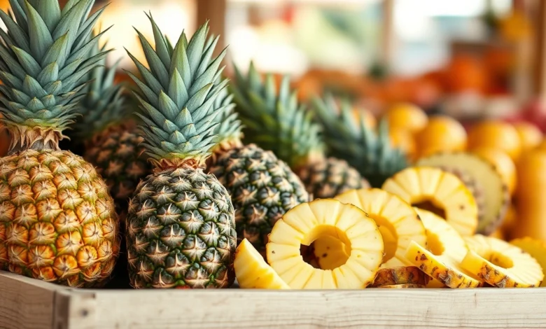 Pineapple season in Pakistan, fresh pineapples at the market